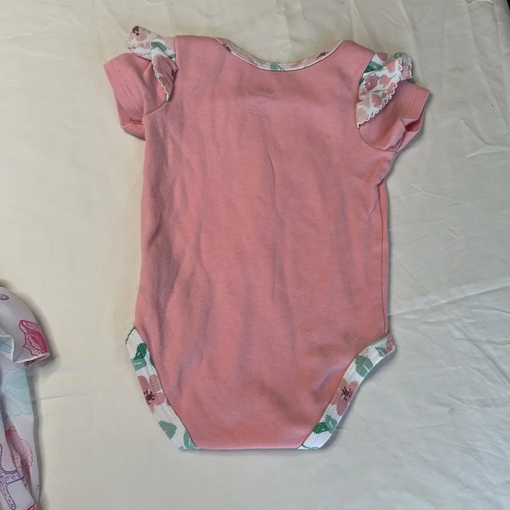 Baby Essentials Set of Three Baby Onesies size 9 months  - Pink, White, and Blue